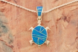 Calvin Begay Fire and Ice Opal Sterling Silver Turtle Pendant